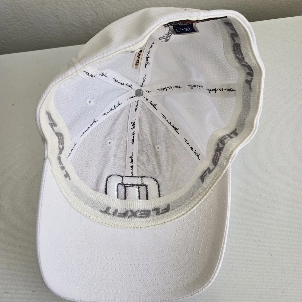 Travis Mathew Mens‎ Baseball Cap Hat Flexfit TM Logo White Size Large/ XL